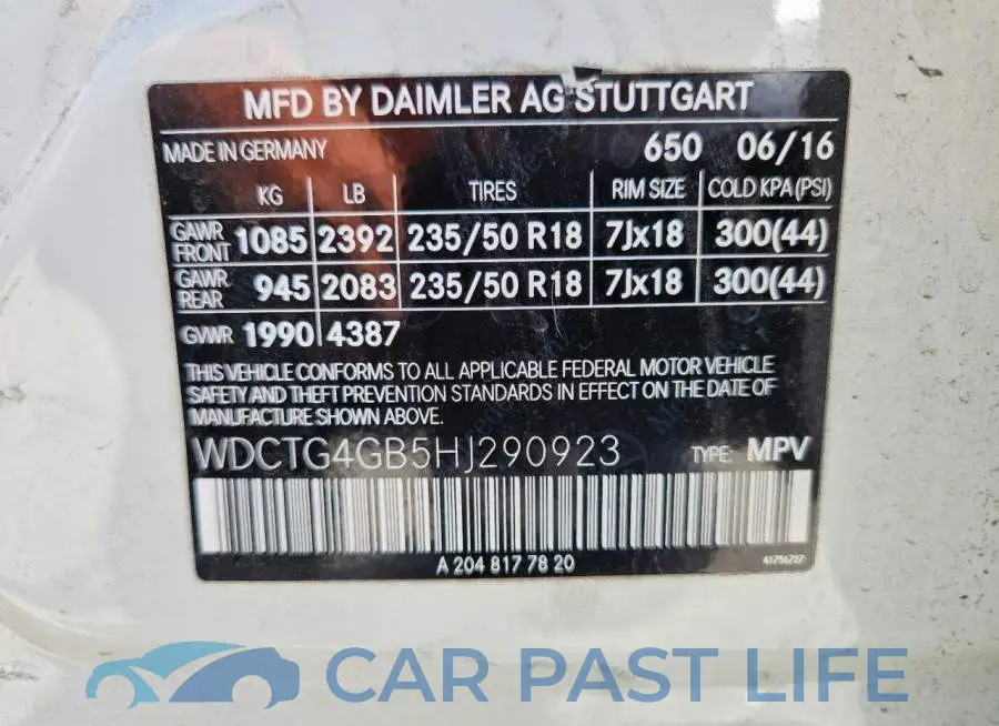 WDCTG4GB5HJ290923# 13