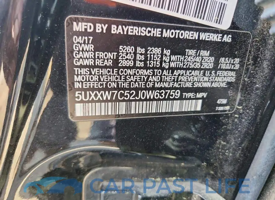 5UXXW7C52J0W63759# 12