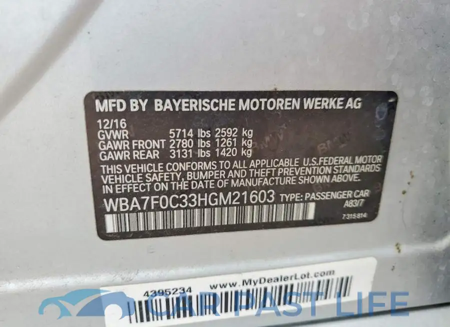 WBA7F0C33HGM21603# 13