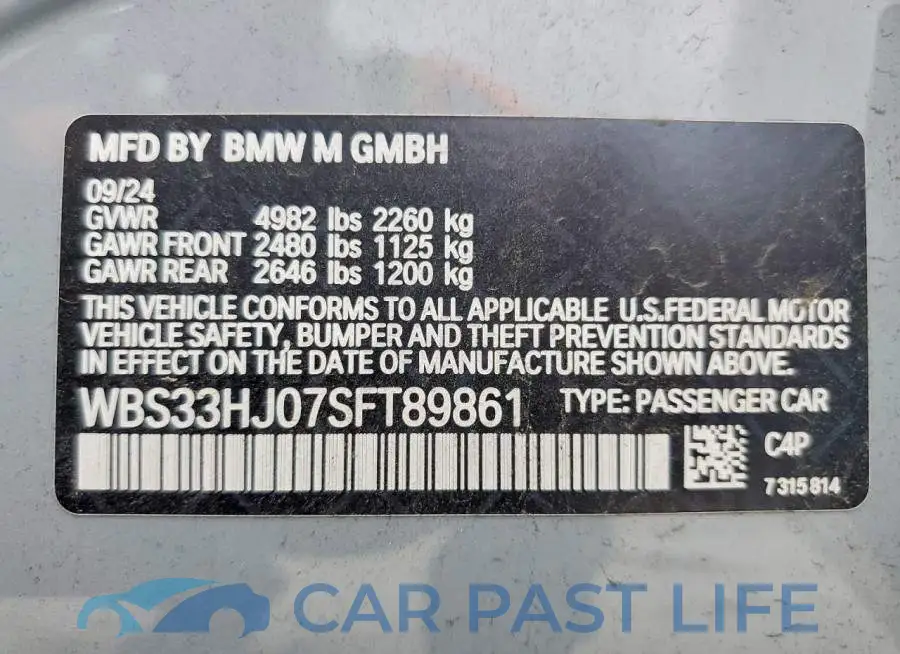WBS33HJ07SFT89861# 12