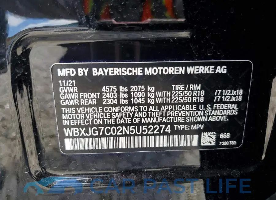 WBXJG7C02N5U52274# 13