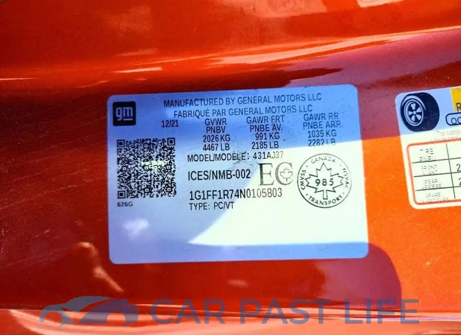1G1FF1R74N0105803# 13