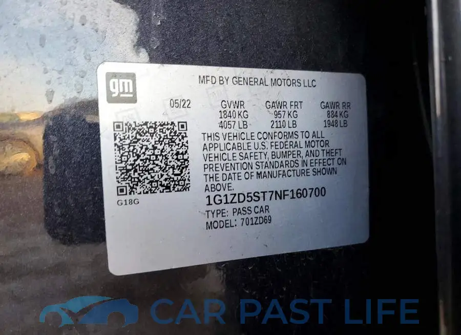 1G1ZD5ST7NF160700# 12