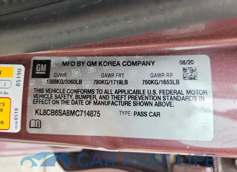 KL8CB6SA8MC714875# 12
