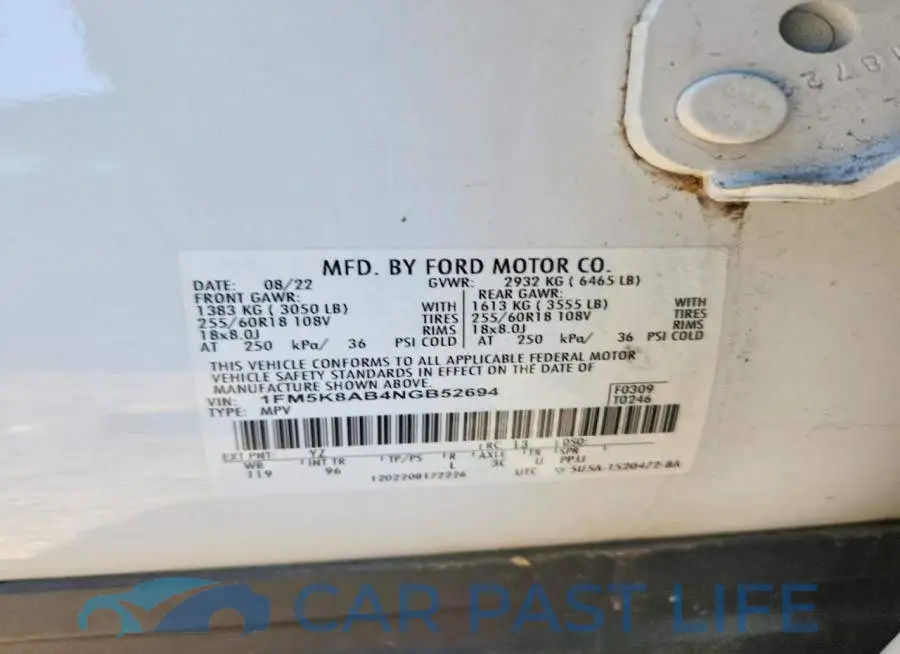1FM5K8AB4NGB52694# 13