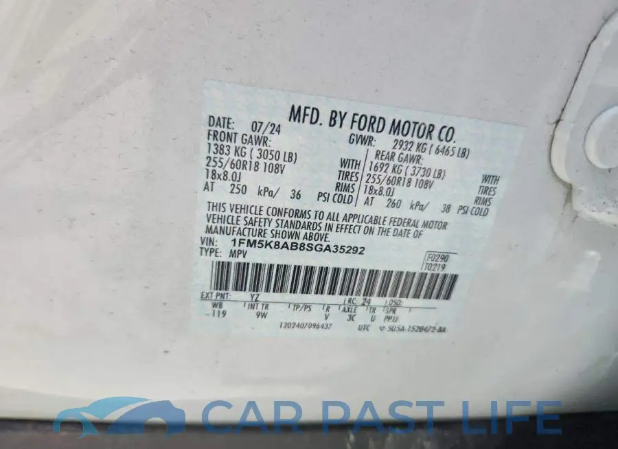 1FM5K8AB8SGA35292# 13