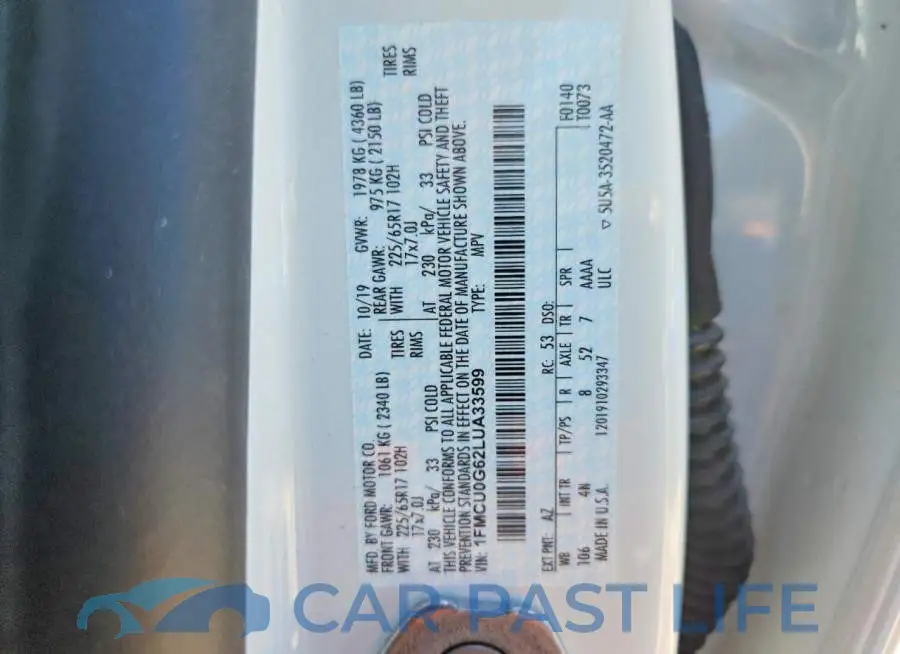 1FMCU0G62LUA33599# 13