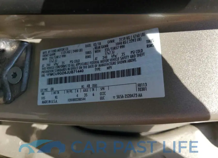1FMCU9GD8JUB71440# 13