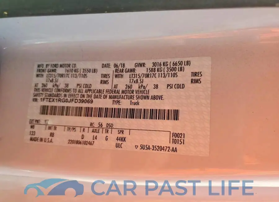 1FTEX1RG0JFD39069# 12