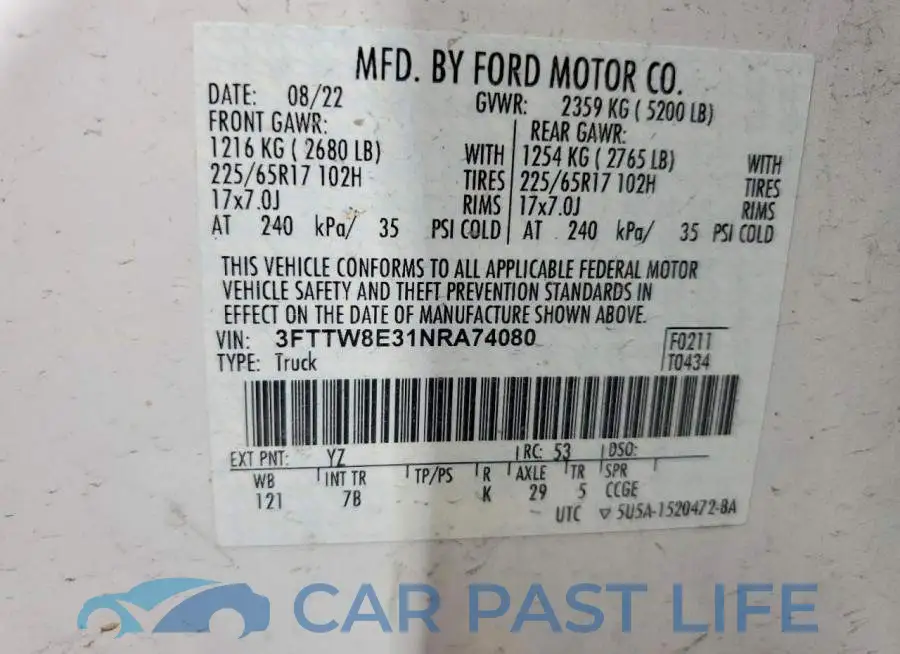 3FTTW8E31NRA74080# 12