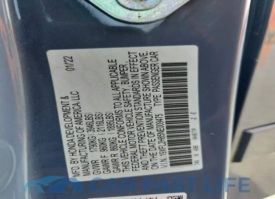 19XFL2H85NE009475# 12