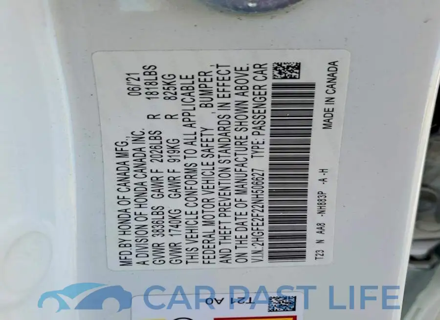 2HGFE2F22NH506627# 12