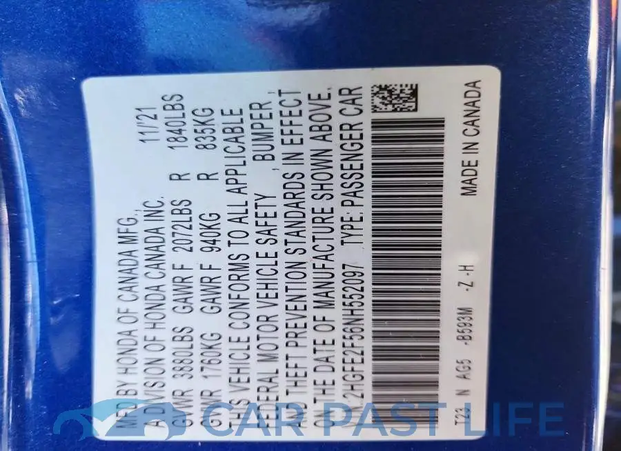 2HGFE2F56NH552097# 12
