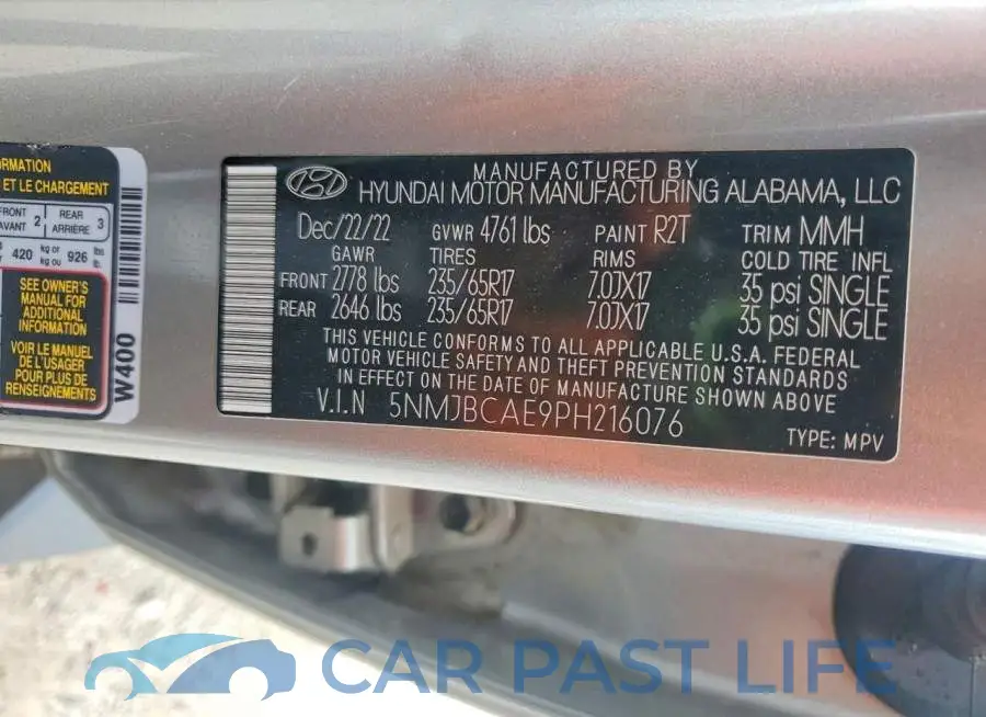 5NMJBCAE9PH216076# 14