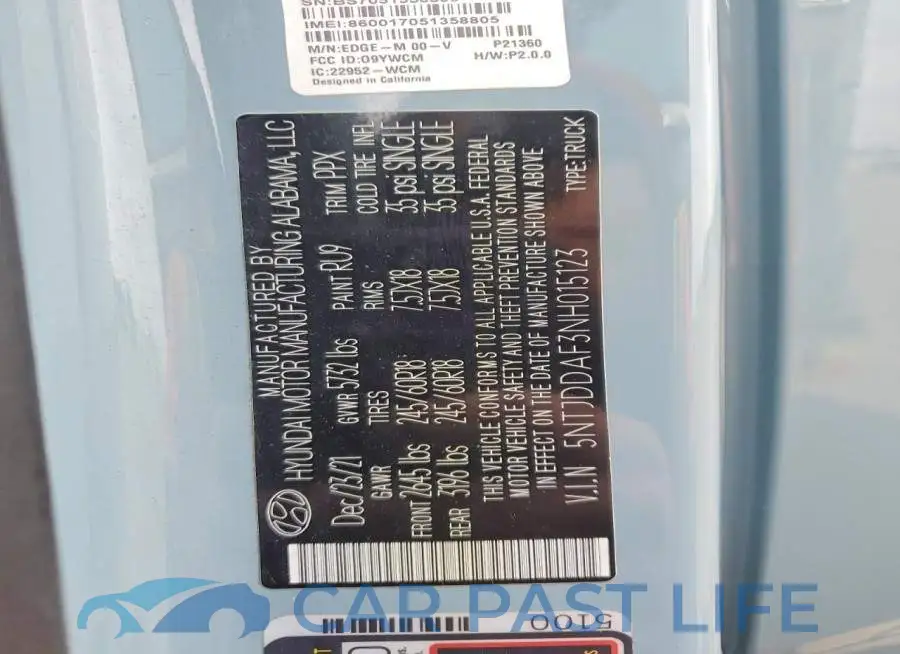 5NTJDDAF3NH015123# 12