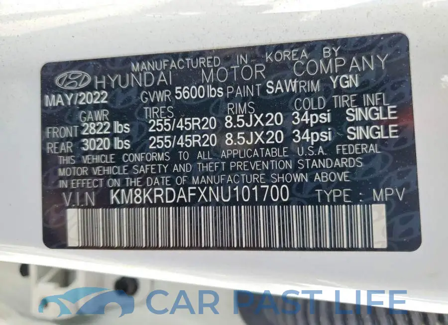 KM8KRDAFXNU101700# 13