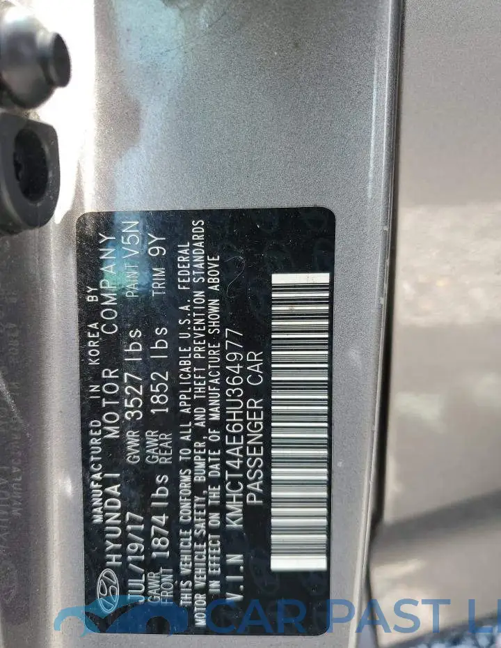 KMHCT4AE6HU364977# 12