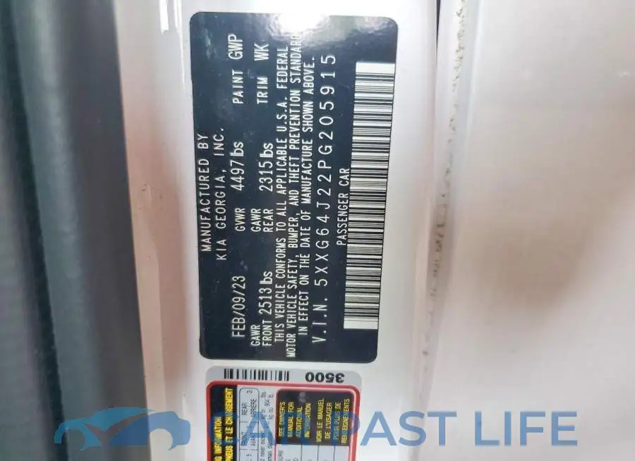 5XXG64J22PG205915# 13
