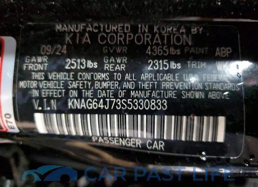 KNAG64J73S5330833# 12