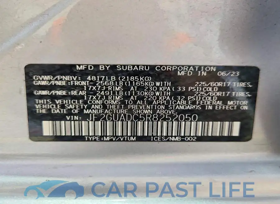 JF2GUADC5R8252050# 12
