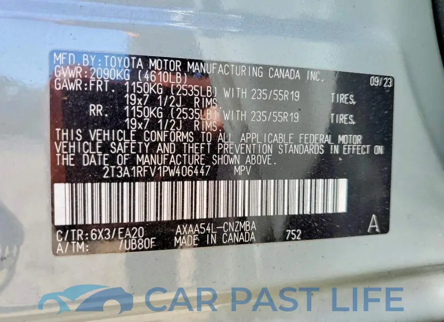 2T3A1RFV1PW406447# 13