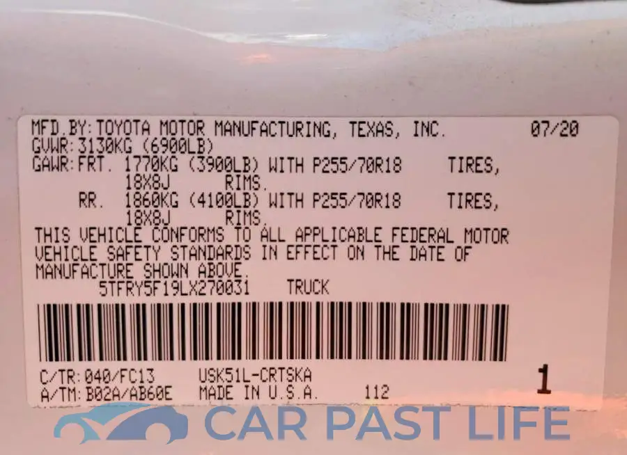 5TFRY5F19LX270031# 12