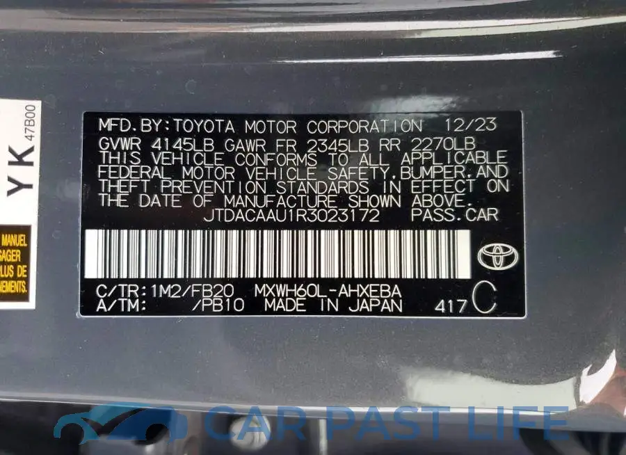 JTDACAAU1R3023172# 12