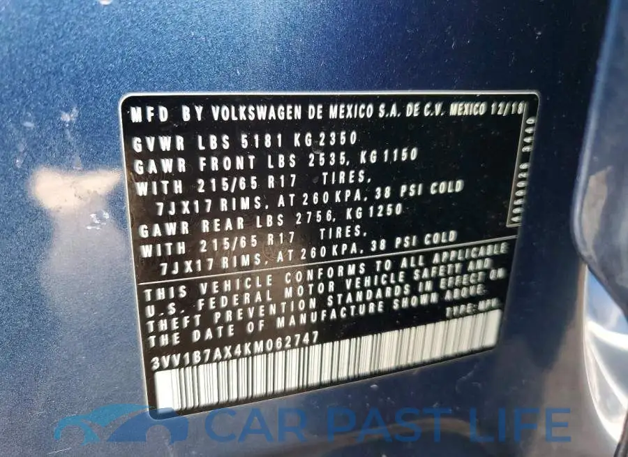 3VV1B7AX4KM062747# 13