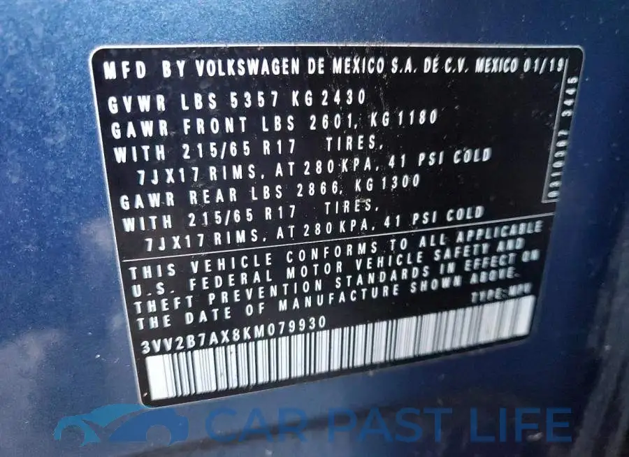 3VV2B7AX8KM079930# 13