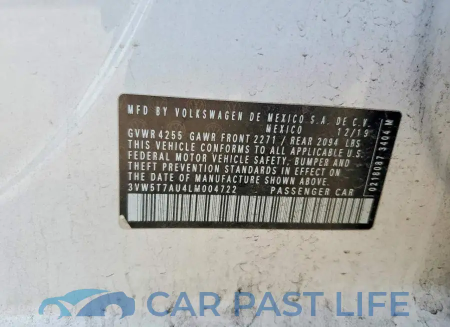 3VW5T7AU4LM004722# 12
