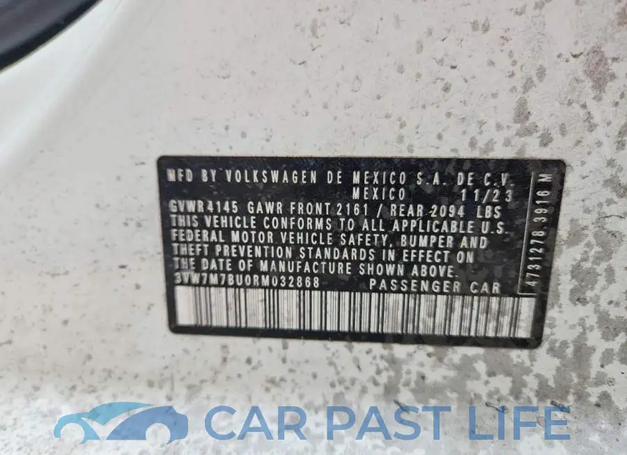 3VW7M7BU0RM032868# 12