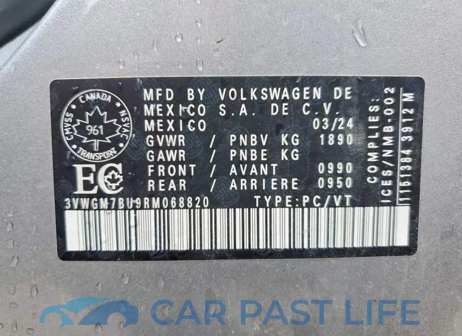 3VWGM7BU9RM068820# 13