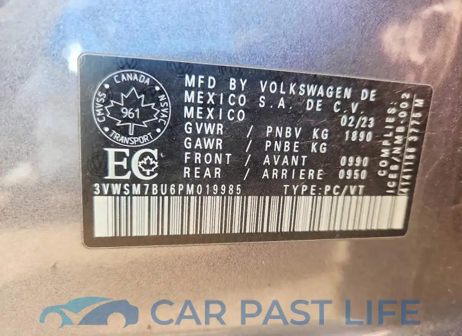 3VWSM7BU6PM019985# 12
