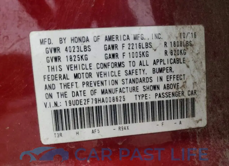 19UDE2F79HA008625# 12