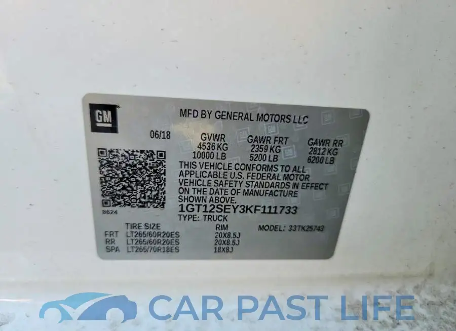 1GT12SEY3KF111733# 12