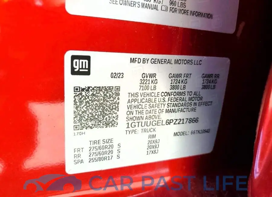1GTUUGEL6PZ217866# 12