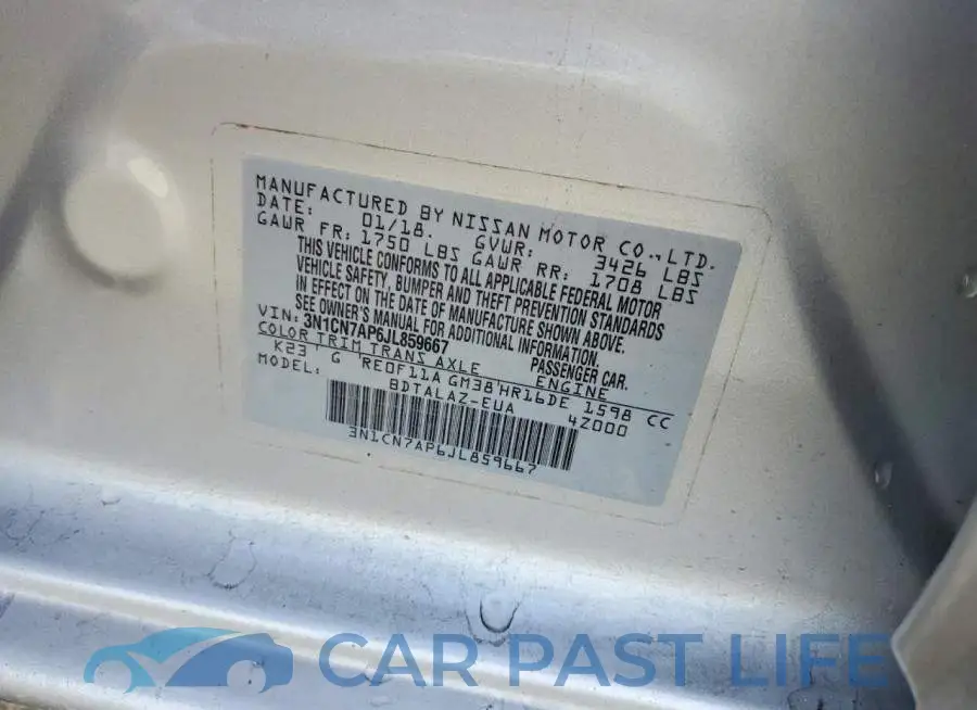 3N1CN7AP6JL859667# 12