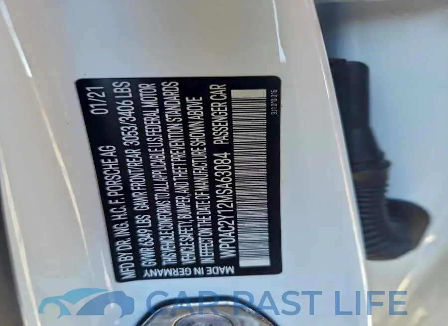 WP0AC2Y12MSA63084# 12