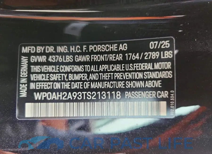 WP0AH2A93TS213118# 12