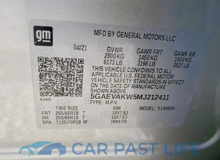 5GAEVAKW5MJ212411# 13