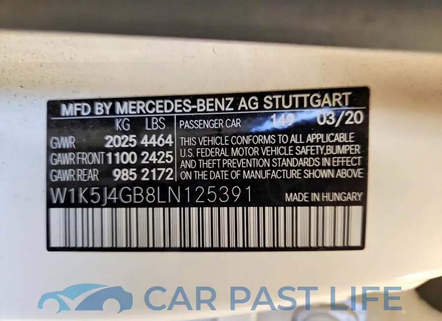 W1K5J4GB8LN125391# 12