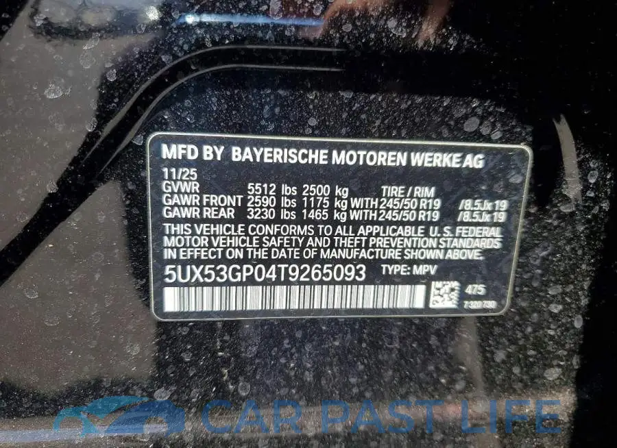 5UX53GP04T9265093# 13