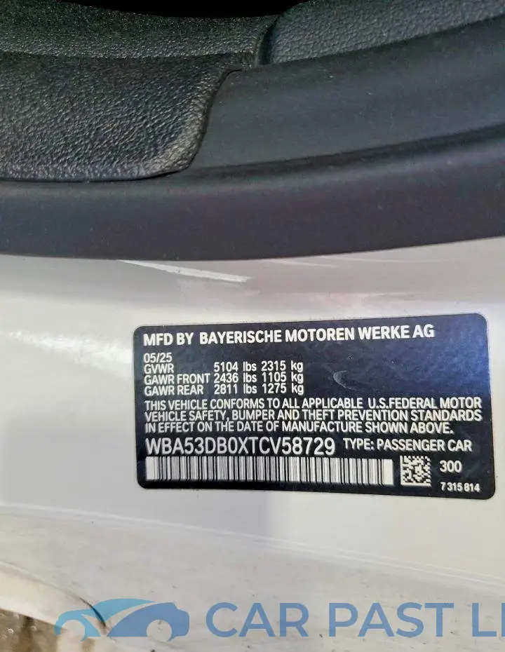 WBA53DB0XTCV58729# 12