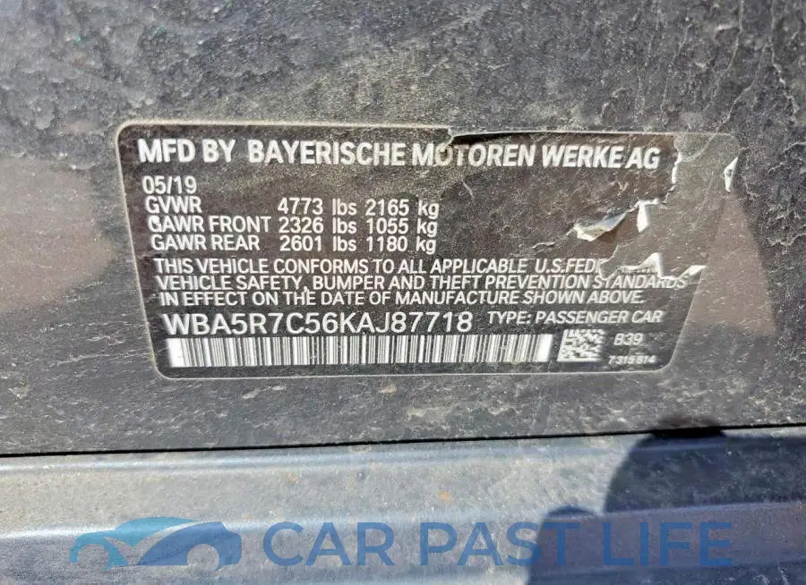 WBA5R7C56KAJ87718# 12