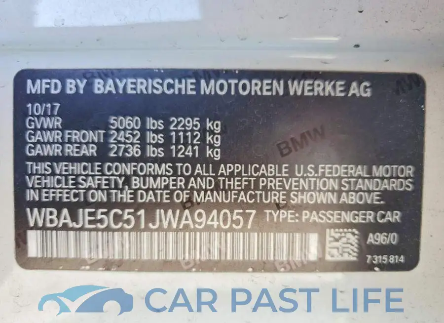 WBAJE5C51JWA94057# 13