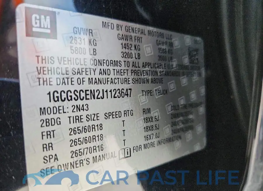 1GCGSCEN2J1123647# 13