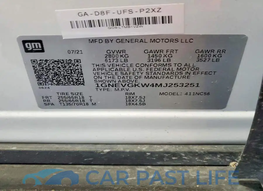 1GNEVGKW4MJ253251# 13