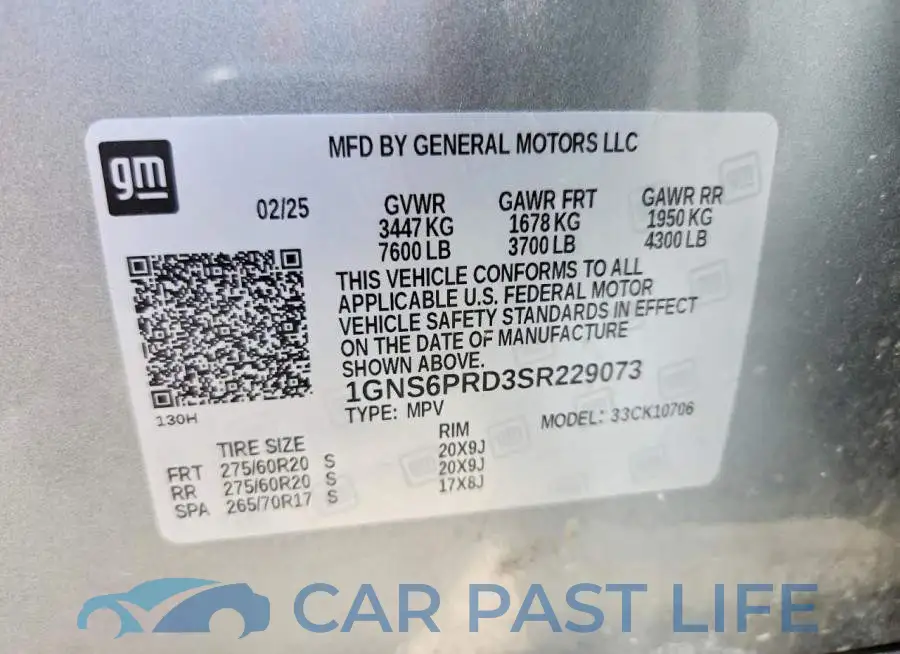 1GNS6PRD3SR229073# 13