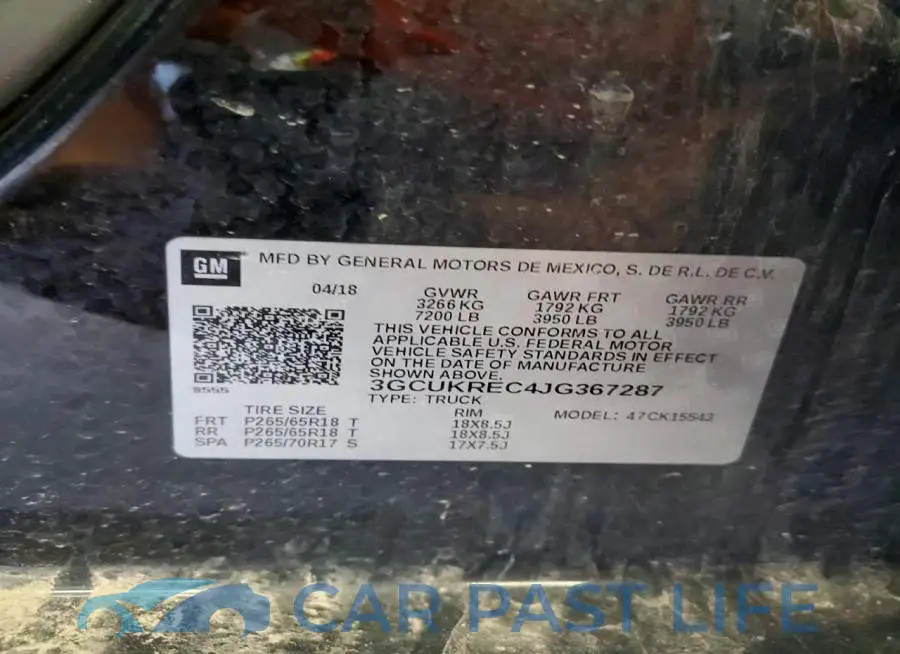 3GCUKREC4JG367287# 12