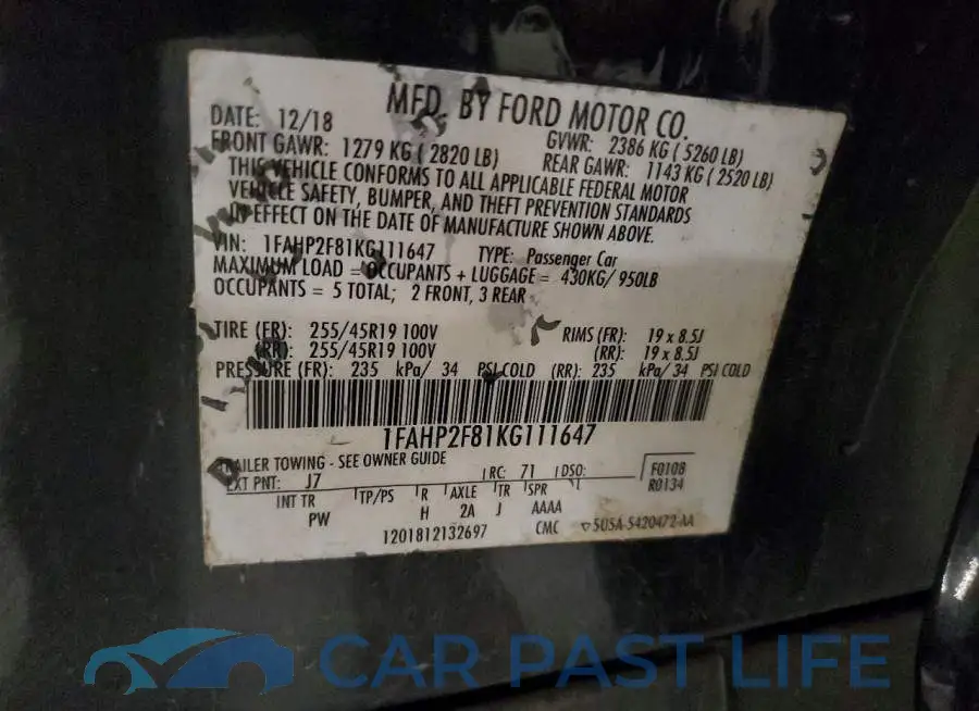 1FAHP2F81KG111647# 12
